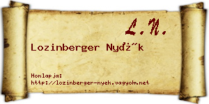 Lozinberger Nyék névjegykártya